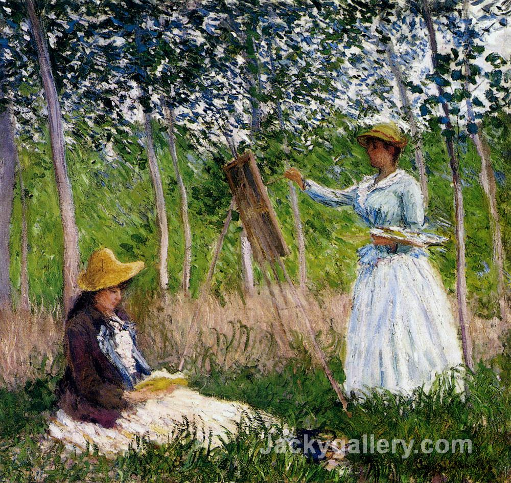 In The Woods At Giverny Blanche Hoschede by Claude Monet paintings reproduction